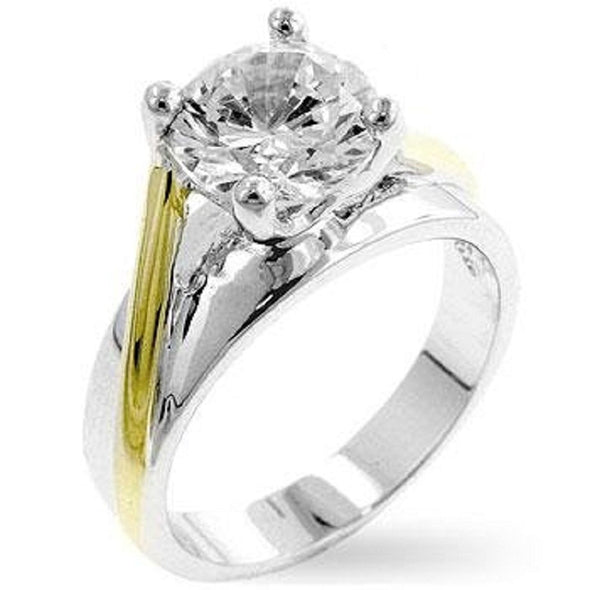 WildKlass Two-tone Finish Solitaire Engagement Ring-WildKlass Jewelry