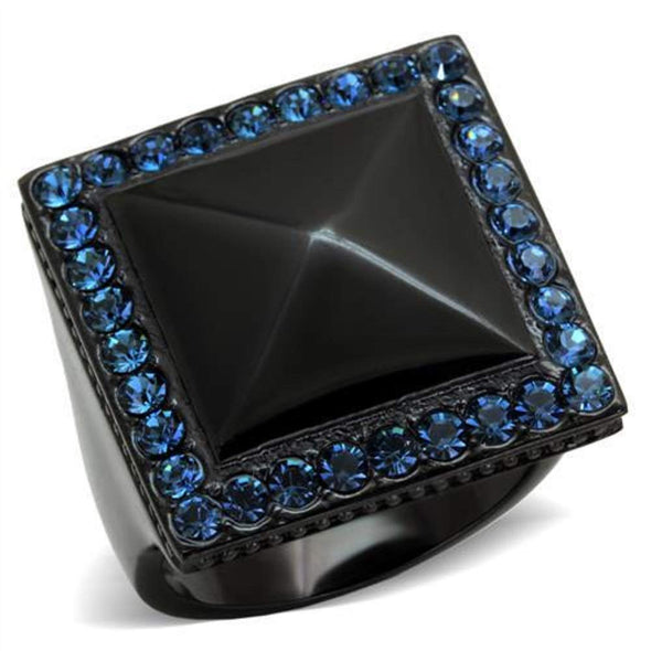 WildKlass Stainless Steel Ring IP Black Women Top Grade Crystal Montana-WildKlass Jewelry