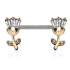 WildKlass Princess CZ Set Tulip Ends 316L Surgical Steel Nipple Barbell Rings-WildKlass Jewelry