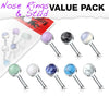 WILDKLASS 8 pcs Value Pack Semi Precious Stone Set 316L Surgical Steel Nose Bone Stud Rings-WildKlass Jewelry