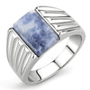 WildKlass Stainless Steel Ring High Polished (no Plating) Men Semi-Precious Capri Blue-WildKlass Jewelry