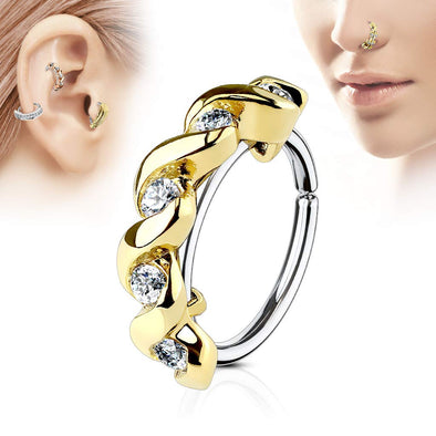Cubic Zirconia Nose Ring 14K Yellow Gold - 20G 8MM | Kay