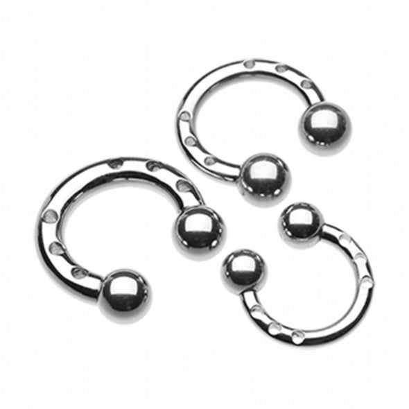 Classic Dimpled Steel Horseshoe Circular Barbell-WildKlass Jewelry