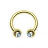 Gold Plated Gem Ball Horseshoe Circular Barbell-WildKlass Jewelry