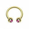 Gold Plated Gem Ball Horseshoe Circular Barbell-WildKlass Jewelry