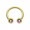 Gold Plated Gem Ball Horseshoe Circular Barbell-WildKlass Jewelry