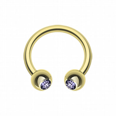 Gold Plated Gem Ball Horseshoe Circular Barbell-WildKlass Jewelry