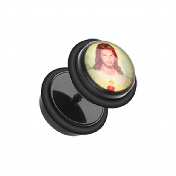 Jesus Christ Acrylic Fake Plug with O-Rings-WildKlass Jewelry