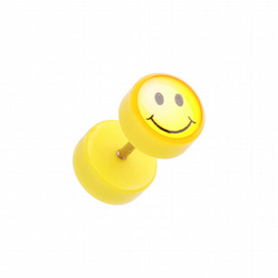 Smiley Yellow Acrylic Fake Plug-WildKlass Jewelry