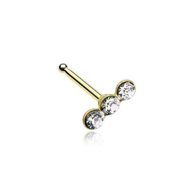 Triple Linear Gem Nose Stud Ring-WildKlass Jewelry