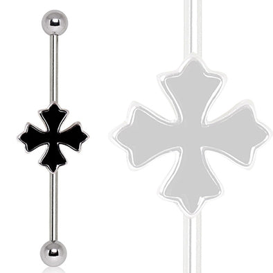 316L Industrial Barbell with Cross Patonce-WildKlass Jewelry