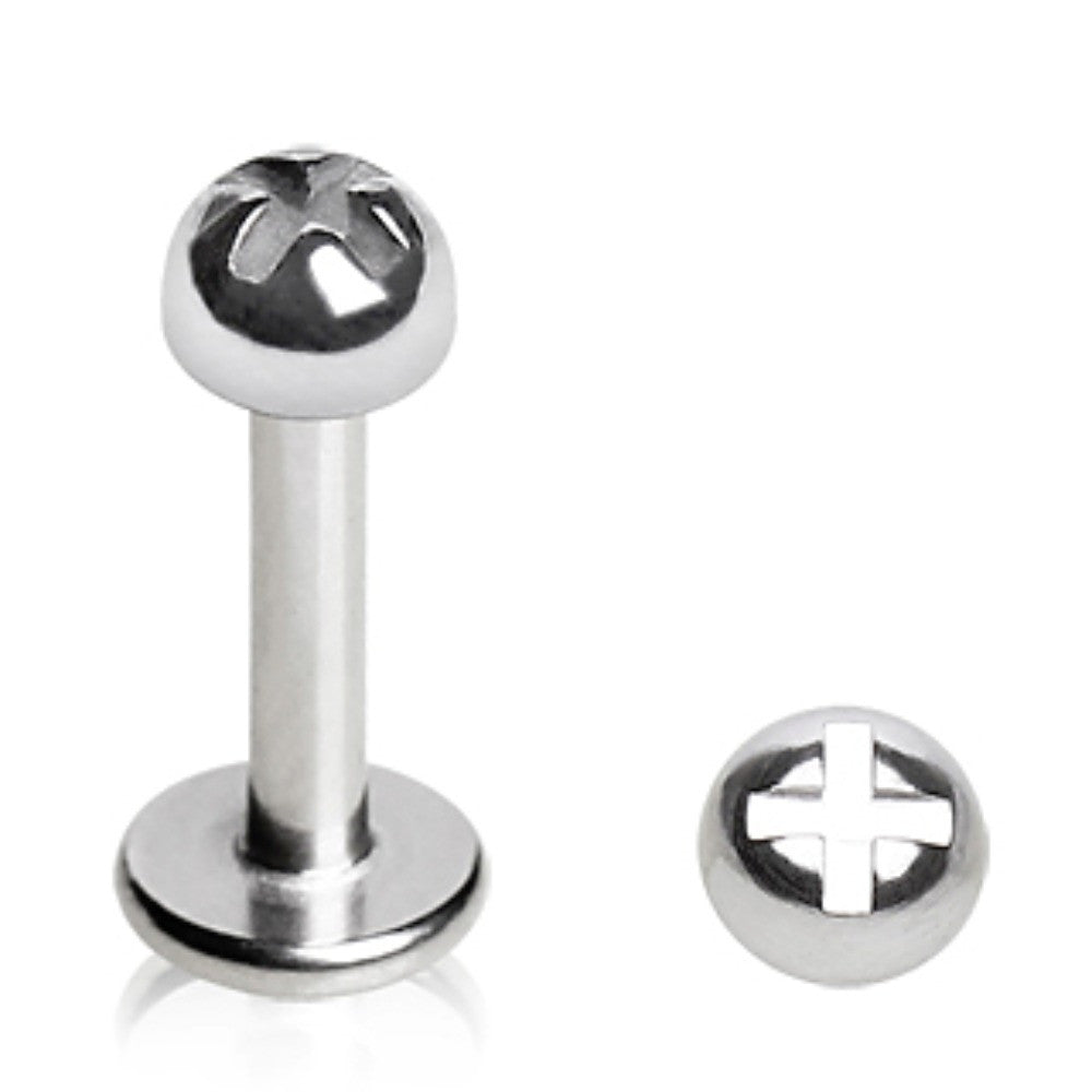 316L Surgical Steel Labret with Phillips Screw Bolt Top -