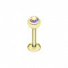 Gold Plated Gem Ball Steel Labret-WildKlass Jewelry