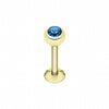 Gold Plated Gem Ball Steel Labret-WildKlass Jewelry