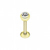 Gold Plated Gem Ball Steel Labret-WildKlass Jewelry