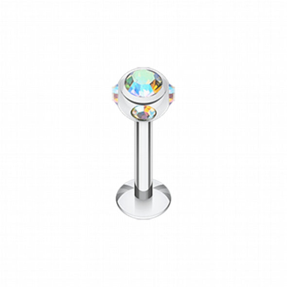 Aurora Gem Ball Steel Labret-WildKlass Jewelry