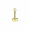 Gold Plated Gem Ball Internally Threaded Labret-WildKlass Jewelry