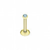 Gold Plated Gem Ball Internally Threaded Labret-WildKlass Jewelry