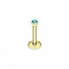 Gold Plated Gem Ball Internally Threaded Labret-WildKlass Jewelry