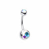 Double Gem Ball Steel Belly Button Ring-WildKlass Jewelry