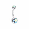 Double Gem Ball Steel Belly Button Ring-WildKlass Jewelry