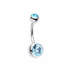 Double Gem Ball Steel Belly Button Ring-WildKlass Jewelry