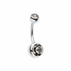 Double Gem Ball Steel Belly Button Ring-WildKlass Jewelry