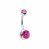 Double Gem Ball Steel Belly Button Ring-WildKlass Jewelry