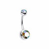 Double Gem Ball Steel Belly Button Ring-WildKlass Jewelry