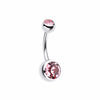 Double Gem Ball Steel Belly Button Ring-WildKlass Jewelry