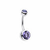 Double Gem Ball Steel Belly Button Ring-WildKlass Jewelry