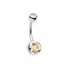 Double Gem Ball Steel Belly Button Ring-WildKlass Jewelry