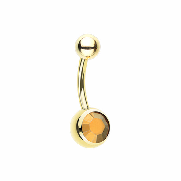 Gold PVD Jelly Belly Unity Gem Belly Button Ring-WildKlass Jewelry