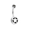 Star Holographic Glitter Inlay Steel Belly Button Ring-WildKlass Jewelry