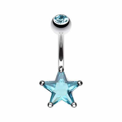 Classic Star Prong Sparkle Belly Button Ring-WildKlass Jewelry