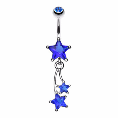 Shooting Star Sparkle Belly Button Ring-WildKlass Jewelry