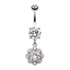 Dazzling Flower Belly Button Ring-WildKlass Jewelry