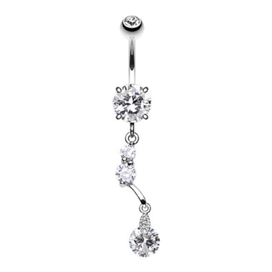 Sparkling Crystal Drop Belly Button Ring-WildKlass Jewelry