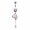 Butterfly Heart Flower Sparkle Belly Button Ring-WildKlass Jewelry