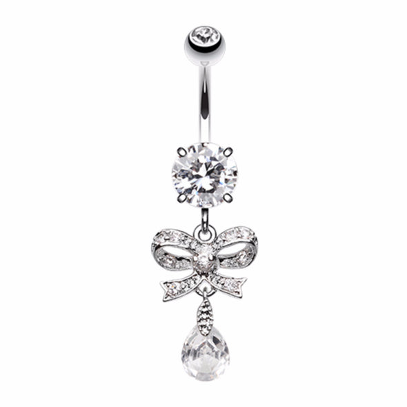 Romantic Gem Bow-Tie Belly Button Ring-WildKlass Jewelry