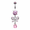 Romantic Gem Bow-Tie Belly Button Ring-WildKlass Jewelry