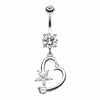 Elegant Star and Heart Belly Button Ring-WildKlass Jewelry