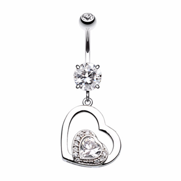 Sweet and Sparkly Heart Belly Button Ring-WildKlass Jewelry