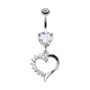 Opulant Gem Heart Belly Button Ring-WildKlass Jewelry