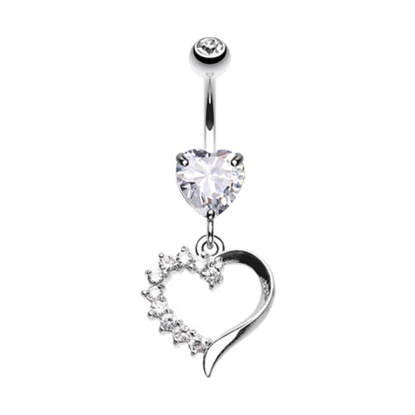 Opulant Gem Heart Belly Button Ring-WildKlass Jewelry