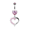 Opulant Gem Heart Belly Button Ring-WildKlass Jewelry