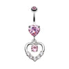 Lusterous Double Heart Belly Button Ring-WildKlass Jewelry