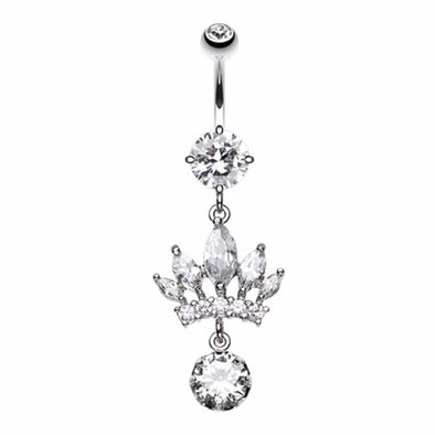 Crown Gem Dazzle Belly Button Ring-WildKlass Jewelry