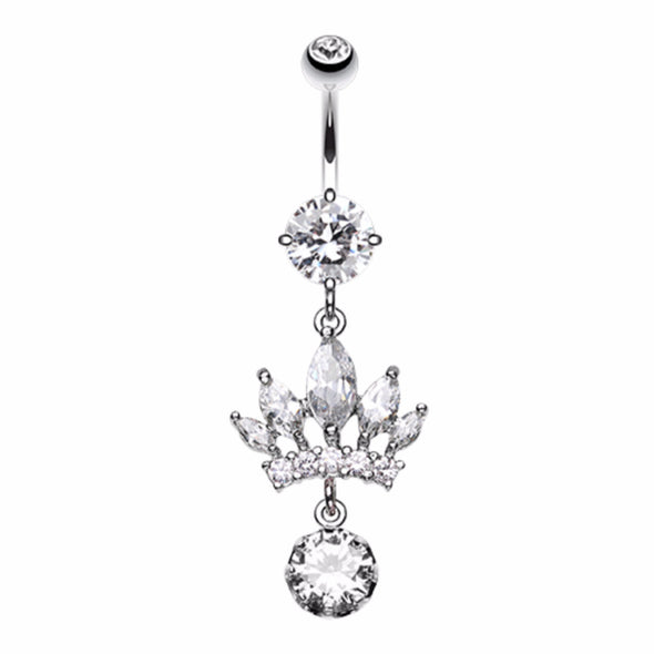 Crown Gem Dazzle Belly Button Ring-WildKlass Jewelry