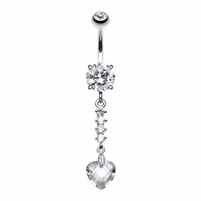 Heart Droplet Belly Button Ring-WildKlass Jewelry